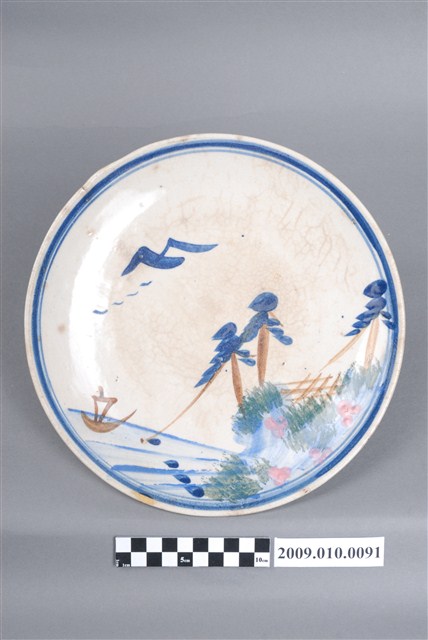 彩繪山水紋圓盤 (共4張)