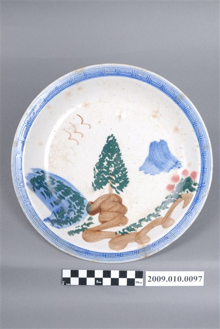 彩繪山水紋圓盤 (共4張)