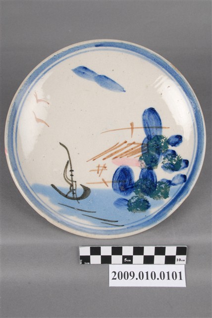 彩繪山水紋圓盤 (共4張)