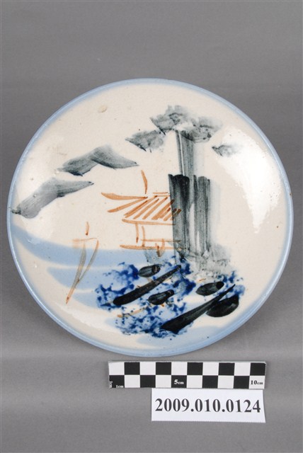 彩繪山水紋圓盤 (共4張)