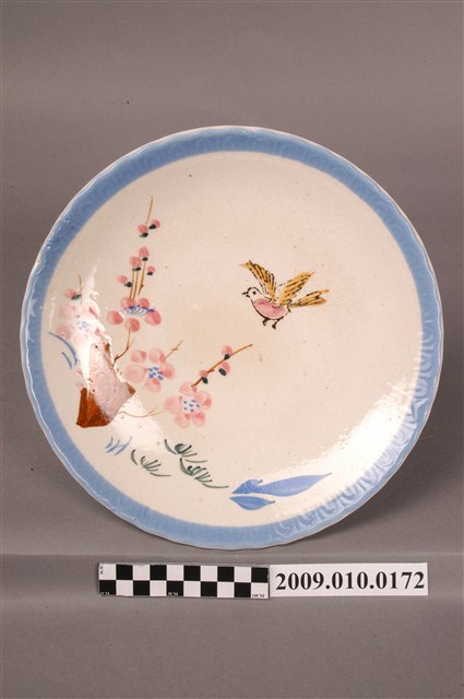 印花加彩花鳥紋花口盤 (共4張)