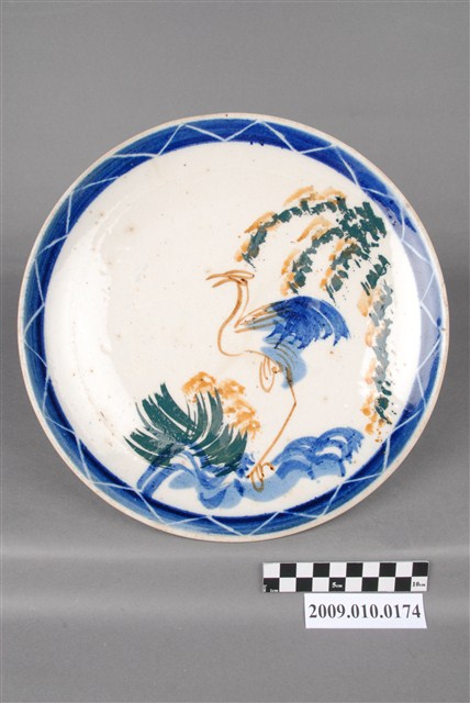手繪彩釉鶴紋圓盤 (共4張)