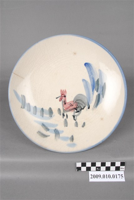 手繪彩釉雞紋大圓盤 (共4張)