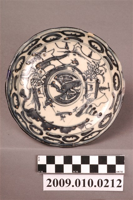 青花山水鶴紋盤 (共4張)