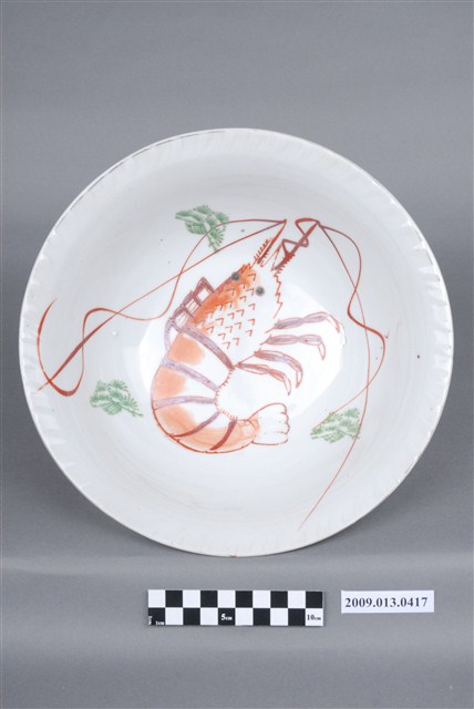 紅綠彩繪印花蝦紋大碗 (共8張)