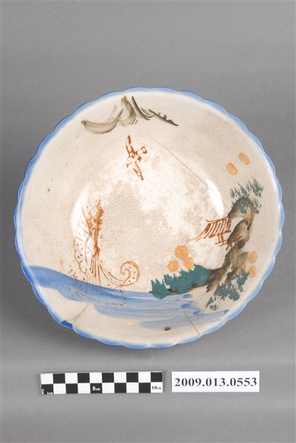 彩繪印花山水紋菱花口碗 (共7張)