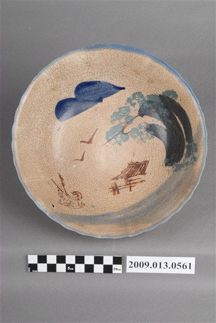 彩繪印花山水紋菱花口碗 (共7張)