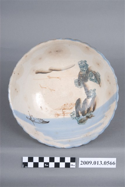 彩繪印花山水紋菱花口碗 (共7張)