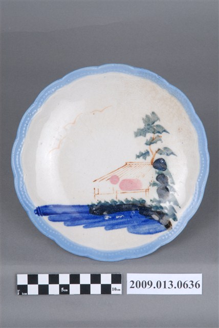 釉下彩繪山水紋盤 (共4張)