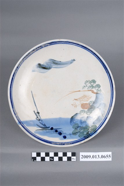 釉下彩繪山水紋盤 (共4張)