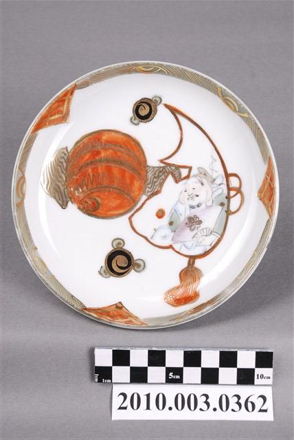 釉上彩繪海神惠比壽紋圓碟 (共7張)