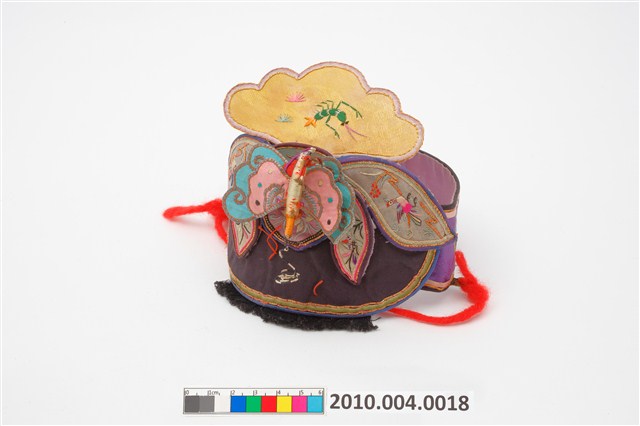 紫色地綴蝴蝶拼布短圈 (共3張)