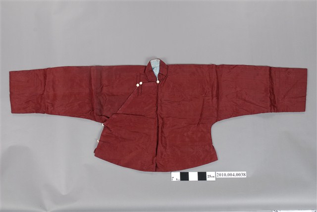 棗紅絲質緹花大襟男襖 (共9張)