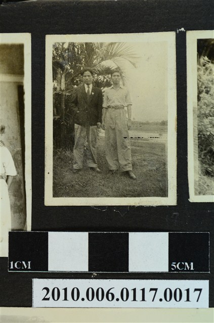 兩位男子於樹叢合影之照片 (共1張)