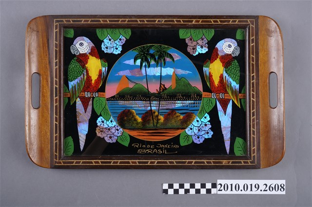 里約熱內盧鸚鵡紋木質茶盤 (共4張)