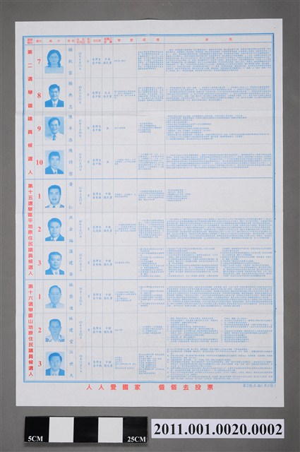 臺中市選舉委員會編印《臺中市第1屆市長、議員選舉選舉公報》第2張 (共2張)