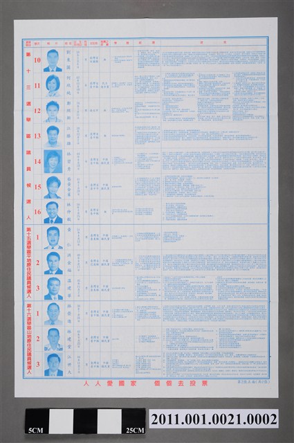 臺中市選舉委員會編印《臺中市第1屆市長、議員選舉選舉公報》第2張 (共2張)