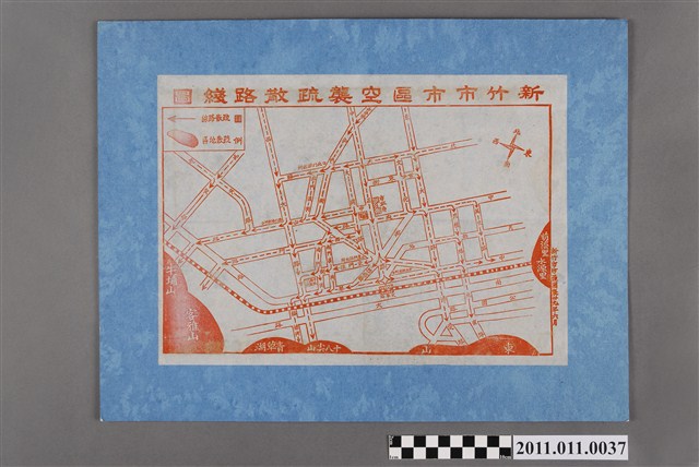 新竹市防護團製作〈新竹市市區空襲疏散路線圖〉 (共2張)