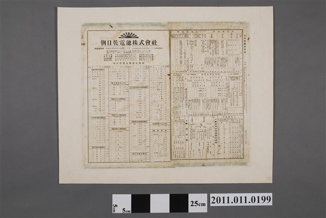 朝日乾電池株式會社朝日乾電池製品定價表 (共2張)