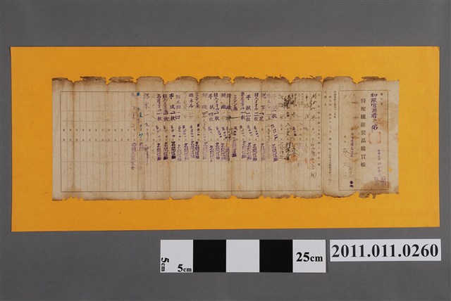 蔡大目特配纖維製品購買明細表 (共2張)