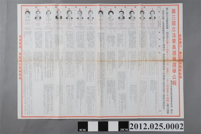 1995年第3屆立法委員選舉選舉公報（臺灣省第11選舉區臺南縣） (共2張)