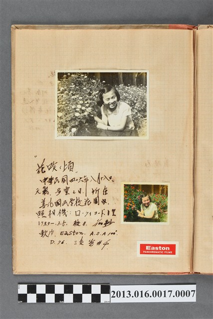 民國46年8月18日善化國民學校花園內少女獨照 (共1張)