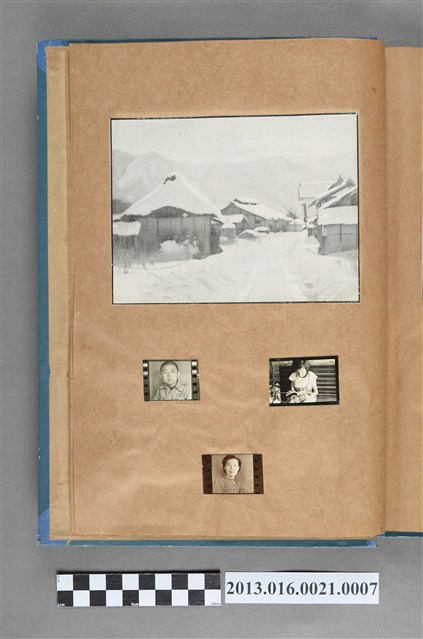 雪地風景剪報、陳信雄獨照、女童讀書照與陳崧波妻子獨照4張 (共5張)