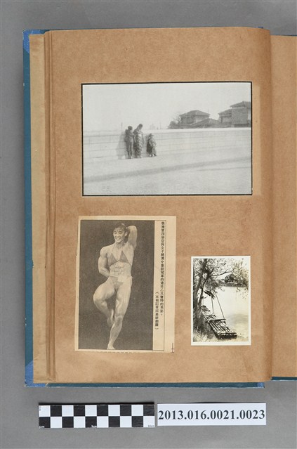 街景路邊剪報、第四屆亞洲女子健美中量級冠軍連桂乙剪報與湖邊竹筏風景照3張 (共4張)