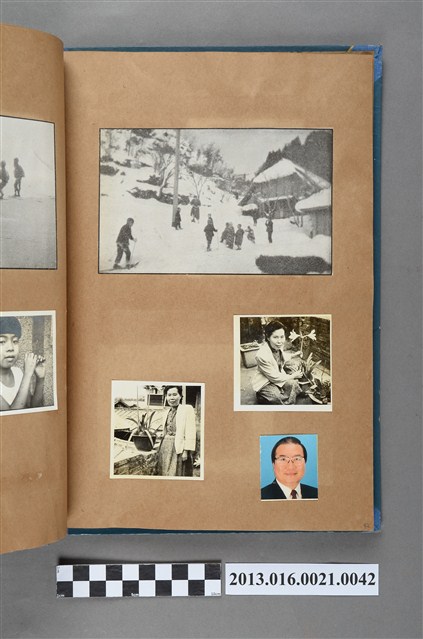 雪地景剪報、陳崧波妻子和百合花合照與中年男子大頭貼4張 (共5張)