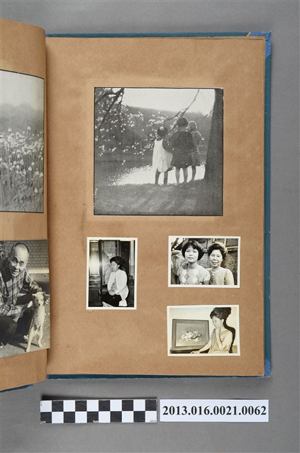 湖邊景色孩童背影照、陳崧波妻子獨照、陳崧波妻子和陳美惠合照4張 (共5張)