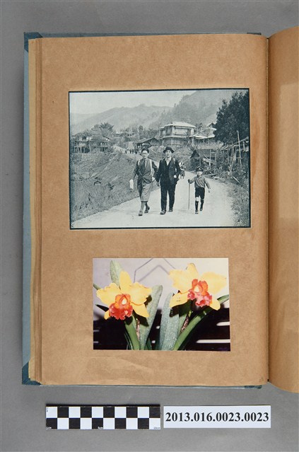 三人於鄉間小路剪報與花卉照 (共1張)