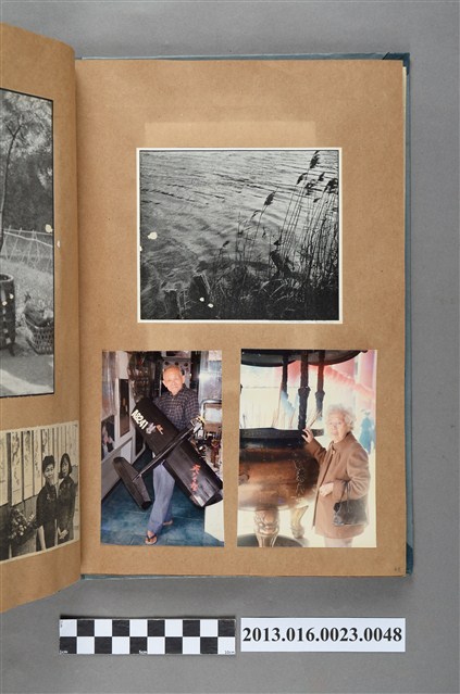 河畔剪報與陳崧波手持飛機模型以及陳崧波妻子於香爐前照片共3張 (共1張)