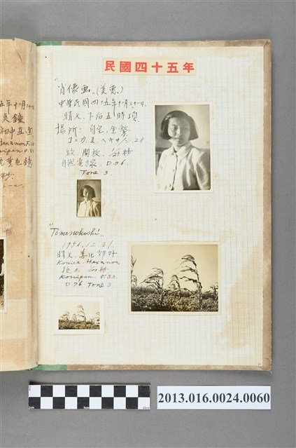 民國45年12月31日陳美惠於自宅獨照與善化郊外風景照共3張 (共1張)