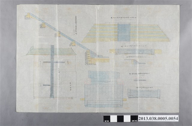 臺灣神社設計圖(正面石階段側面及土堤石垣切斷之圖) (共2張)
