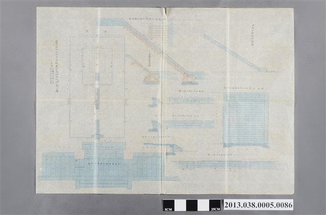 臺灣神社設計圖(瑞籬及石垣石階段敷石其他石材雕刻之圖) (共2張)