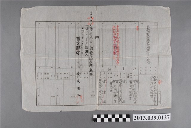 曾文郡麻豆街陳定之戶口調查簿 (共2張)