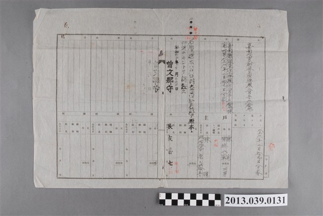 曾文郡麻豆街陳隱之戶口調查簿 (共2張)