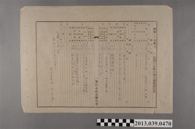 嘉南大圳組合〈昭和十四年度唪口區實行小組合歲入歲出豫算書〉 (共2張)