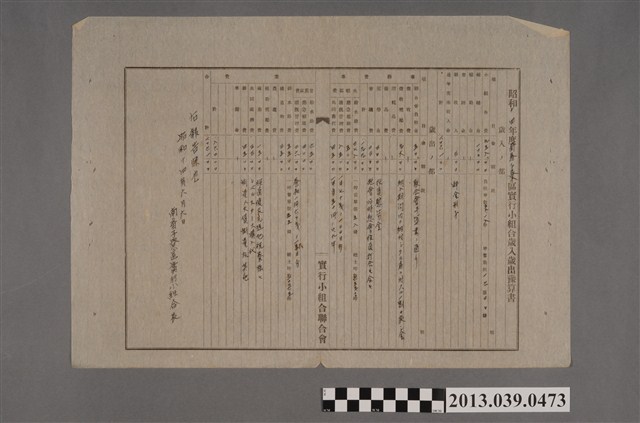 嘉南大圳組合〈昭和十四年度南番子寮區實行小組合歲入歲出豫算書〉 (共2張)