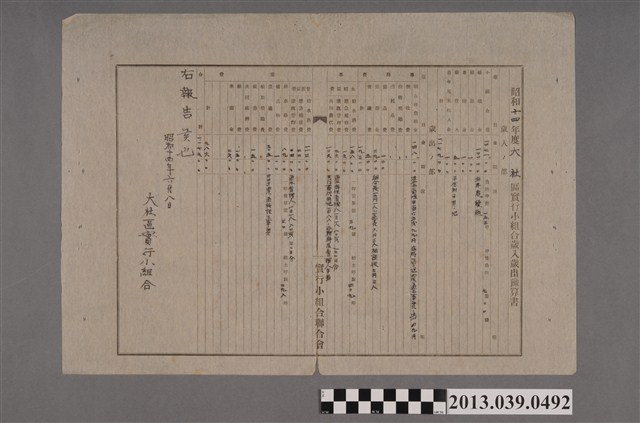 嘉南大圳組合〈昭和十四年度大社區實行小組合歲入歲出豫算書〉 (共2張)