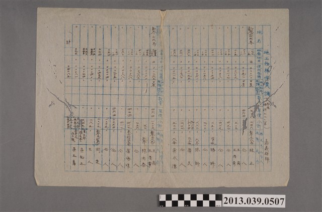 嘉南大圳水利組合〈地上物補償費表 嘉義郡部〉 (共2張)