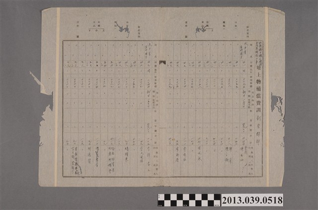 嘉南大圳組合〈鐵線橋分線堤防修補地上物補償費表 新營郡部〉 (共2張)