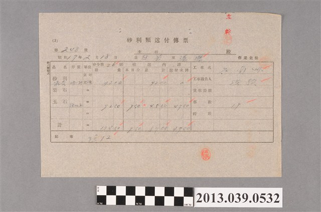 嘉南大圳組合〈砂利類送付傳票 第248號〉 (共2張)