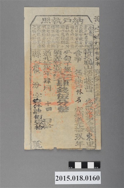 道光19年4月楠梓仙溪東里鳳山縣給林名納戶執照 (共2張)