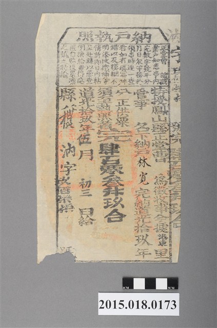 道光19年5月港東里鳳山縣給林寬納戶執照 (共2張)