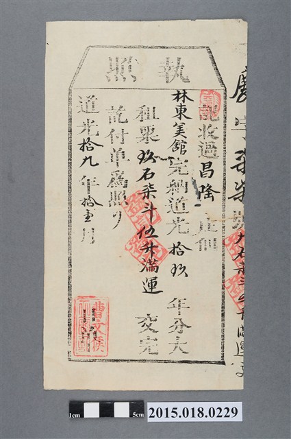 道光19年11月曹文侯給林東美館之完單執照 (共2張)