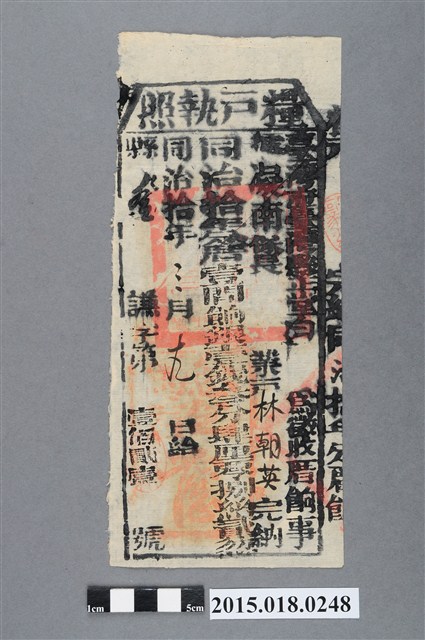 同治10年3月臺灣縣給林朝英糧戶執照 (共2張)