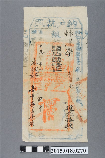 道光19年11月嘉義縣給林羅李納戶林智記納戶執照 (共2張)