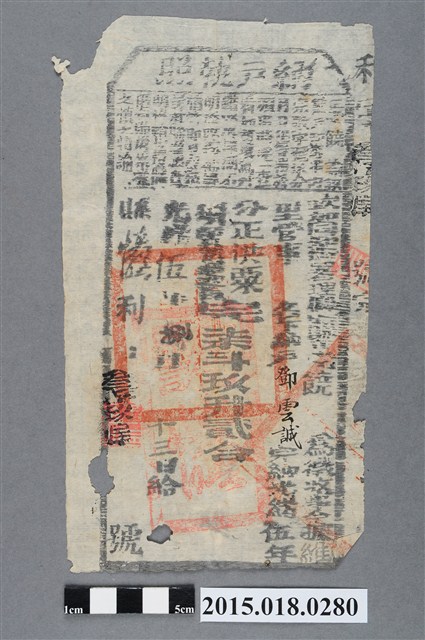 光緒5年8月鳳山縣給鄧雲誠納戶執照 (共2張)