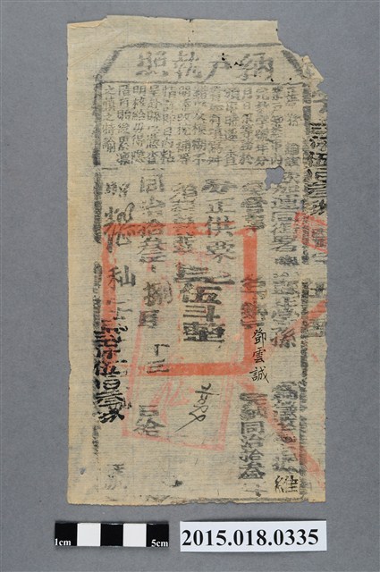 同治13年8月鳳山縣給鄧雲誠納戶執照 (共2張)